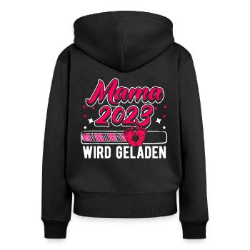 Mama 2023 Mutter werden in Schwangerschaft Baby - Frauen Premium Bio Zip Hoodie - Schwarz - Hinten - Julia (174cm)