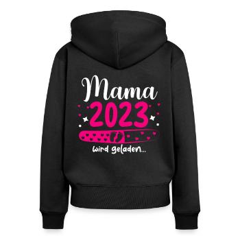 Mama 2023 Mutter werden in Schwangerschaft Baby - Frauen Premium Bio Zip Hoodie - Schwarz - Hinten - Julia (174cm)