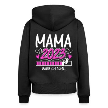 Mama 2023 Mutter werden in Schwangerschaft Baby - Frauen Premium Bio Zip Hoodie - Schwarz - Hinten - Julia (174cm)
