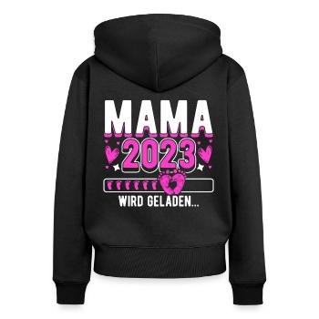 Mama 2023 Mutter werden in Schwangerschaft Baby - Frauen Premium Bio Zip Hoodie - Schwarz - Hinten - Julia (174cm)