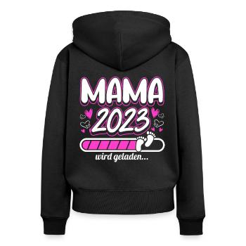 Mama 2023 Mutter werden in Schwangerschaft Baby - Frauen Premium Bio Zip Hoodie - Schwarz - Hinten - Julia (174cm)
