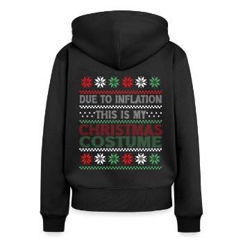 En raison de l’inflation pulls de Noël drôle de Noël - Sweat à capuche zippé Premium bio Femme - noir - Dos - Julia (174cm)