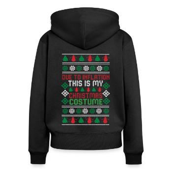 En raison de l’inflation pulls de Noël drôle de Noël - Sweat à capuche zippé Premium bio Femme - noir - Dos - Julia (174cm)