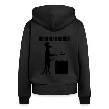 Herdmännchen Essen Kochen Lustiger Koch - Frauen Premium Bio Zip Hoodie - Schwarz - Hinten - Julia (174cm)