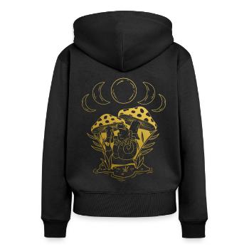 Aesthetic Goblincore und dunkler Cottagecore Pilz - Frauen Premium Bio Zip Hoodie - Schwarz - Hinten - Julia (174cm)