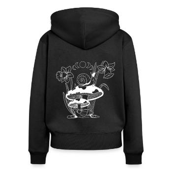 Aesthetic Goblincore und dunkler Cottagecore Pilz - Frauen Premium Bio Zip Hoodie - Schwarz - Hinten - Julia (174cm)