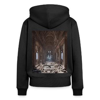 Griechische Mythology Tempel Ruinen Griechenland - Frauen Premium Bio Zip Hoodie - Schwarz - Hinten - Julia (174cm)