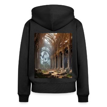Griechische Mythology Tempel Ruinen Griechenland - Frauen Premium Bio Zip Hoodie - Schwarz - Hinten - Julia (174cm)