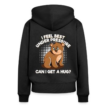 Cute Bear Cuddly Toy Hug Stuffed Animal Love - Women's Premium Organic Zip Hoodie - black - Back - Julia (174cm)
