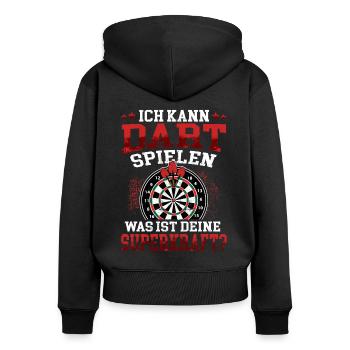 Ich kann Dart spielen Darts Dartspieler 180 - Frauen Premium Bio Zip Hoodie - Schwarz - Hinten - Julia (174cm)