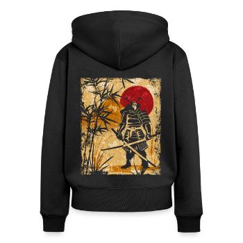 Samouraï Art Japonais Vintage Fighter Rétro - Sweat à capuche zippé Premium bio Femme - noir - Dos - Julia (174cm)