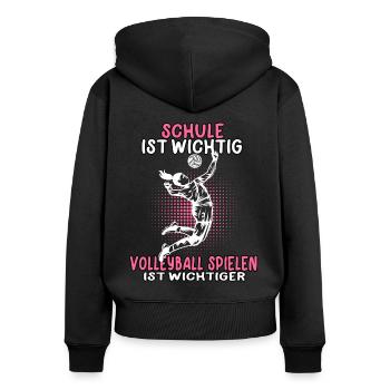 Volleyball spielen ist wichtiger Volleyballerin - Frauen Premium Bio Zip Hoodie - Schwarz - Hinten - Julia (174cm)