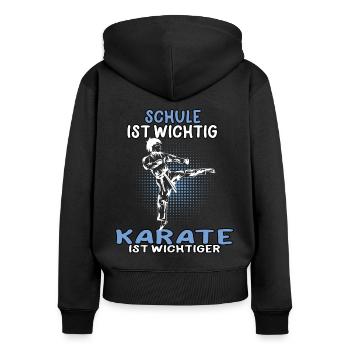 Karate wichtiger Karateka asiatischer Kampfsport - Frauen Premium Bio Zip Hoodie - Schwarz - Hinten - Julia (174cm)