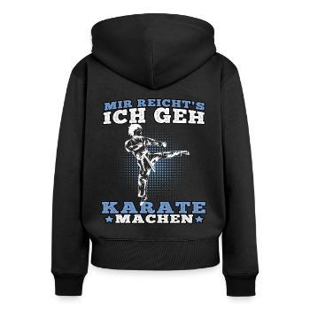 Geh Karate machen Karateka asiatischer Kampfsport - Frauen Premium Bio Zip Hoodie - Schwarz - Hinten - Julia (174cm)