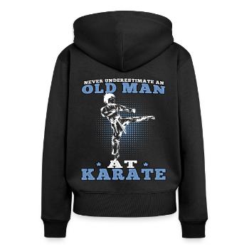 Vieil homme au karatéka karatéka arts martiaux asiatiques - Sweat à capuche zippé Premium bio Femme - noir - Dos - Julia (174cm)