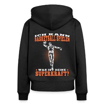 Basketball spielen Basketballer Basketballspieler - Frauen Premium Bio Zip Hoodie - Schwarz - Hinten - Julia (174cm)