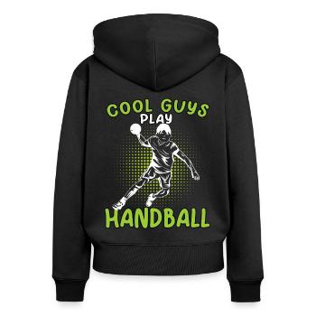 préfère jouer au handball Joueur de handball - Sweat à capuche zippé Premium bio Femme - noir - Dos - Julia (174cm)