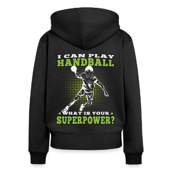 würde lieber Handball spielen Handballer - Frauen Premium Bio Zip Hoodie - Schwarz - Hinten - Julia (174cm)