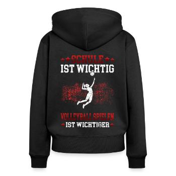 Volleyball spielen ist wichtiger Volleyballerin - Frauen Premium Bio Zip Hoodie - Schwarz - Hinten - Julia (174cm)