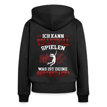 Ich kann Volleyball spielen Volleyballerin - Frauen Premium Bio Zip Hoodie - Schwarz - Hinten - Julia (174cm)