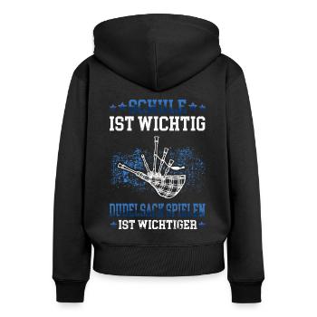 Bagpipe is importanter Dudelsack Sackpfeife - Frauen Premium Bio Zip Hoodie - Schwarz - Hinten - Julia (174cm)