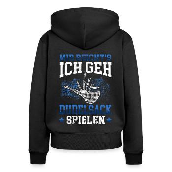 Lieber Dudelsack spielen schottische Sackpfeife - Frauen Premium Bio Zip Hoodie - Schwarz - Hinten - Julia (174cm)
