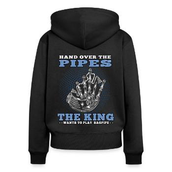 King veut dudel cornemuse écossaise - Sweat à capuche zippé Premium bio Femme - noir - Dos - Julia (174cm)