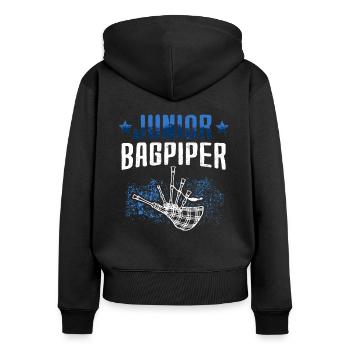 Nachwuchs Dudelsack Spieler schottische Sackpfeife - Frauen Premium Bio Zip Hoodie - Schwarz - Hinten - Julia (174cm)