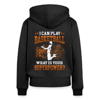 Je joue Basketball Basketball Basketball Player - Sweat à capuche zippé Premium bio Femme - noir - Dos - Julia (174cm)