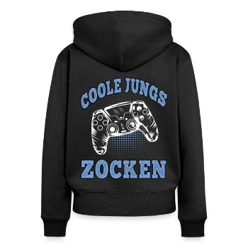 Coole Jungs zocken Videospiele Gamer Gaming Zocker - Frauen Premium Bio Zip Hoodie - Schwarz - Hinten - Julia (174cm)
