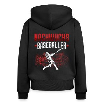 Baseball Nachwuchs Baseballer Baseballspieler - Frauen Premium Bio Zip Hoodie - Schwarz - Hinten - Julia (174cm)