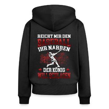 Baseball König schlagen Baseballer Baseballspieler - Frauen Premium Bio Zip Hoodie - Schwarz - Hinten - Julia (174cm)