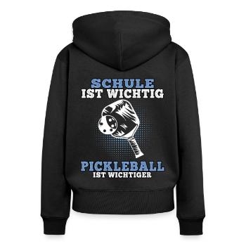 Pickleball ist wichtiger Pickelball - Frauen Premium Bio Zip Hoodie - Schwarz - Hinten - Julia (174cm)
