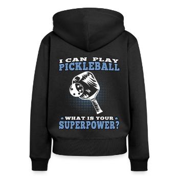 Pickelball I can play pickleball - Women's Premium Organic Zip Hoodie - black - Back - Julia (174cm)