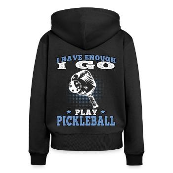 Je vais jouer au pickle ball - Sweat à capuche zippé Premium bio Femme - noir - Dos - Julia (174cm)
