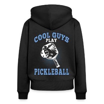 Cool guys play pickleball Pickelball - Women's Premium Organic Zip Hoodie - black - Back - Julia (174cm)
