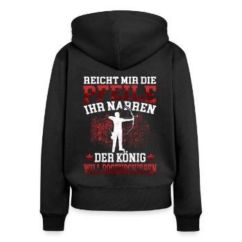 Der König Bogenschießen Bogenschütze Bogenschützen - Frauen Premium Bio Zip Hoodie - Schwarz - Hinten - Julia (174cm)