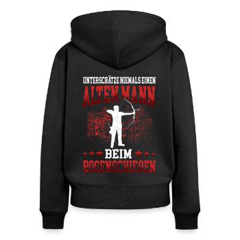 Junior Archer Bogenschießen Bogenschütze - Frauen Premium Bio Zip Hoodie - Schwarz - Hinten - Julia (174cm)