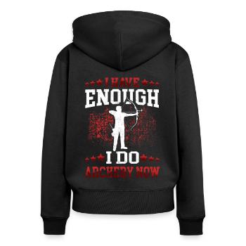 Ich geh Bogenschießen Bogenschütze Bogenschützen - Frauen Premium Bio Zip Hoodie - Schwarz - Hinten - Julia (174cm)