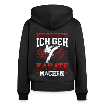 Geh Karate machen Karateka asiatischer Kampfsport - Frauen Premium Bio Zip Hoodie - Schwarz - Hinten - Julia (174cm)