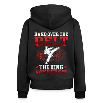 King veut Karaté Karateka arts martiaux asiatiques - Sweat à capuche zippé Premium bio Femme - noir - Dos - Julia (174cm)