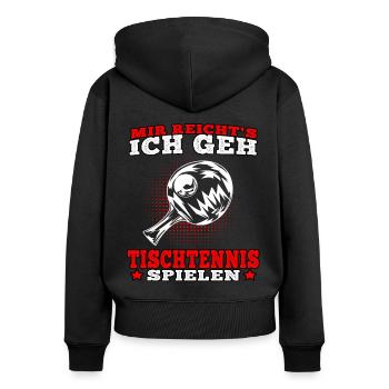 Ich geh Tischtennis spielen Tischtennisspieler - Frauen Premium Bio Zip Hoodie - Schwarz - Hinten - Julia (174cm)