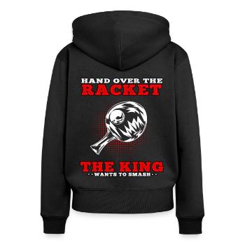Tischtennis König schmettern Tischtennisspieler - Frauen Premium Bio Zip Hoodie - Schwarz - Hinten - Julia (174cm)