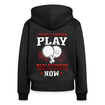 Lieber Tischtennis spielen Tischtennisspieler - Frauen Premium Bio Zip Hoodie - Schwarz - Hinten - Julia (174cm)