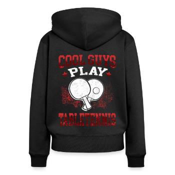 Coole Jungs spielen Tischtennis Tischtennisspieler - Frauen Premium Bio Zip Hoodie - Schwarz - Hinten - Julia (174cm)