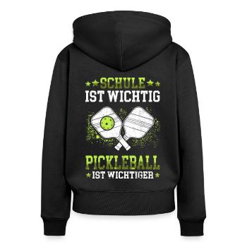 Pickleball ist wichtiger Pickelball - Frauen Premium Bio Zip Hoodie - Schwarz - Hinten - Julia (174cm)
