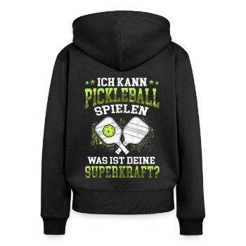 Pickelball Ich kann Pickleball spielen - Frauen Premium Bio Zip Hoodie - Schwarz - Hinten - Julia (174cm)