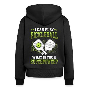Pickelball I can play pickleball - Women's Premium Organic Zip Hoodie - black - Back - Julia (174cm)