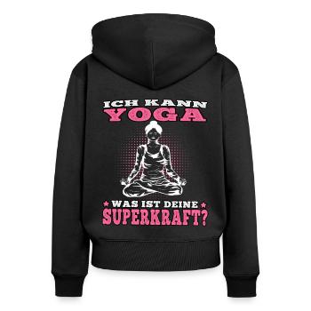 Yoga Ich kann Yoga machen Namasté Meditation - Frauen Premium Bio Zip Hoodie - Schwarz - Hinten - Julia (174cm)