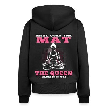 Yoga Queen veut faire du yoga Namasté Meditation - Sweat à capuche zippé Premium bio Femme - noir - Dos - Julia (174cm)
